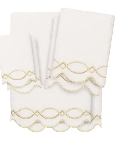 Linum Home Textiles 100% Turkish Cotton Diamond Chain Scallop 6pc Embellished  Towel Set In Multi