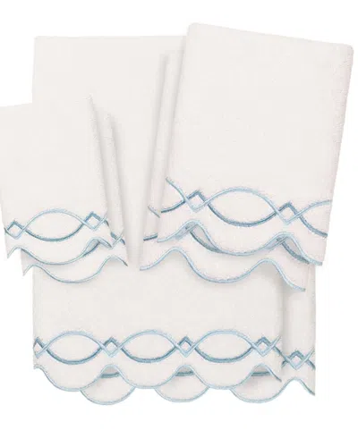 Linum Home Textiles 100% Turkish Cotton Diamond Chain Scallop 6pc Embellished  Towel Set In White