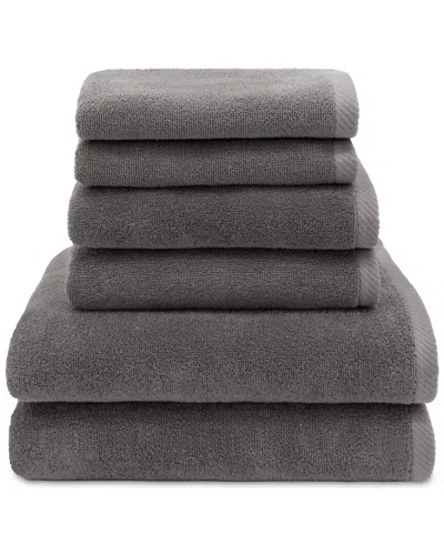 Linum Home Textiles 100% Turkish Cotton Ediree 6pc Towel Set In Charcoal