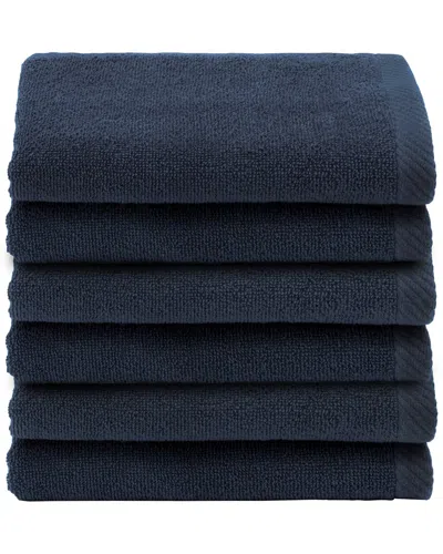 Linum Home Textiles 100% Turkish Cotton Ediree Fingertip Towels (set Of 6) In Blue