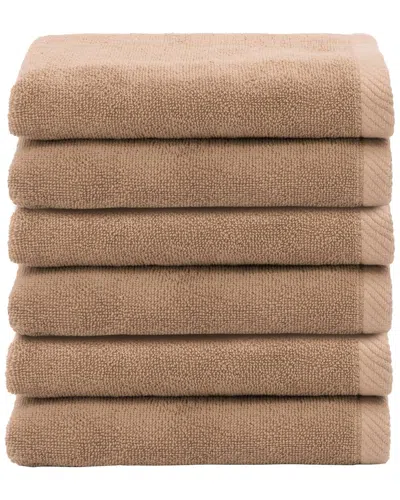 Linum Home Textiles 100% Turkish Cotton Ediree Fingertip Towels (set Of 6) In Brown