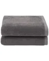 Linum Home Textiles 100% Turkish Cotton Ediree Hand Towels (set Of 2) In Charcoal
