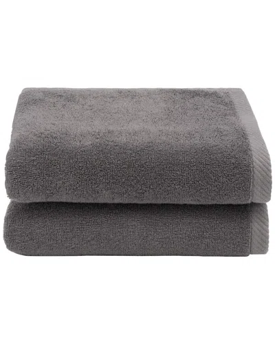 Linum Home Textiles 100% Turkish Cotton Ediree Hand Towels (set Of 2) In Charcoal