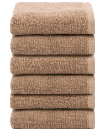 Linum Home Textiles 100% Turkish Cotton Ediree Hand Towels (set Of 6) In Cocoa