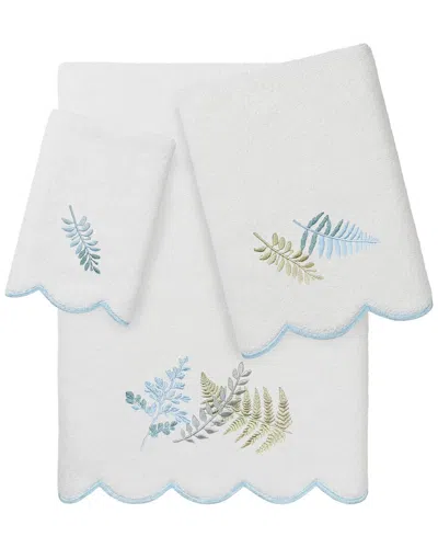 Linum Home Textiles 100% Turkish Cotton Fern Toss Scallop 3pc Embellished  Towel Set In Multi