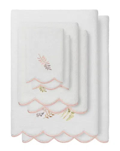 Linum Home Textiles 100% Turkish Cotton Fern Toss Scallop 6pc Embellished  Towel Set In Pink