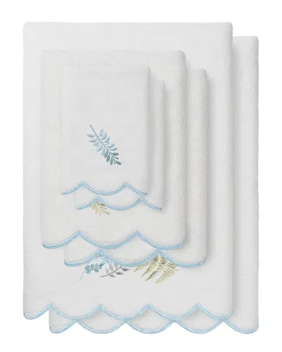 Linum Home Textiles 100% Turkish Cotton Fern Toss Scallop 6pc Embellished  Towel Set In White