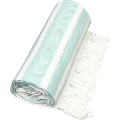 Linum Home Textiles 100% Turkish Cotton Herringbone Pestemal Beach Towel In Blue