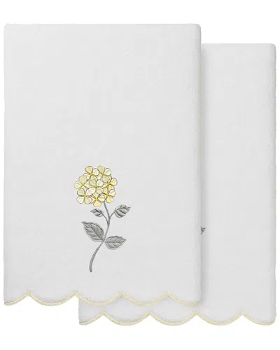Linum Home Textiles 100% Turkish Cotton Hydea Scallop 2pc Embellished Bath  Towel Set In White