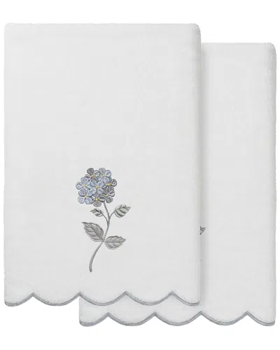 Linum Home Textiles 100% Turkish Cotton Hydea Scallop 2pc Embellished Bath  Towel Set In White