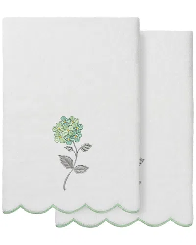Linum Home Textiles 100% Turkish Cotton Hydea Scallop 2pc Embellished Bath  Towel Set In White