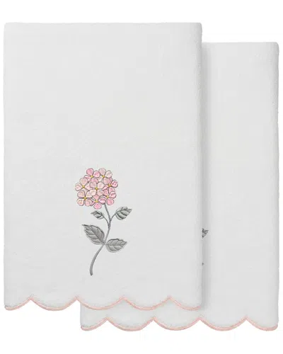 Linum Home Textiles 100% Turkish Cotton Hydea Scallop 2pc Embellished Bath  Towel Set In White