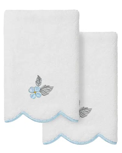 Linum Home Textiles 100% Turkish Cotton Hydea Scallop 2pc Embellished  Fingertip Towel Set In White