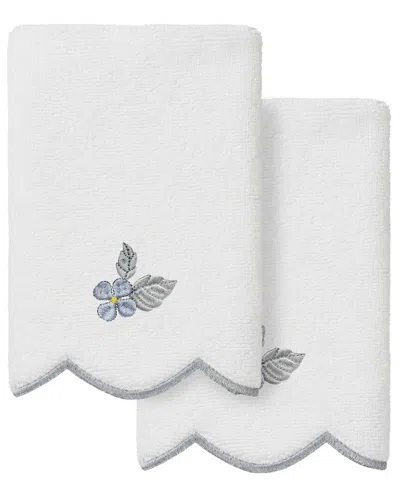 Linum Home Textiles 100% Turkish Cotton Hydea Scallop 2pc Embellished  Fingertip Towel Set In White