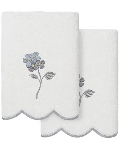 Linum Home Textiles 100% Turkish Cotton Hydea Scallop 2pc Embellished Hand  Towel Set In Gray