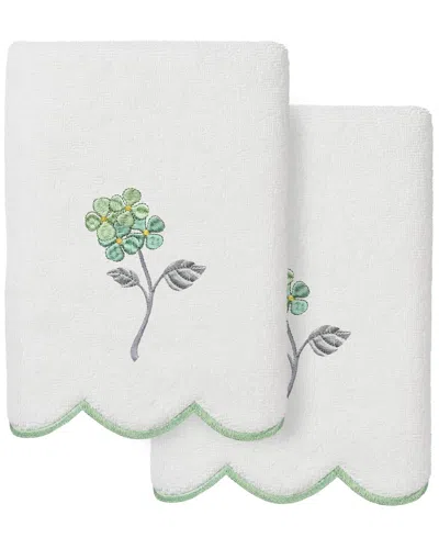 Linum Home Textiles 100% Turkish Cotton Hydea Scallop 2pc Embellished Hand  Towel Set In Green