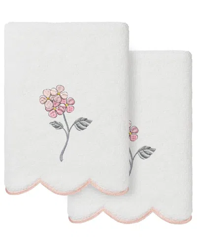 Linum Home Textiles 100% Turkish Cotton Hydea Scallop 2pc Embellished Hand  Towel Set In White