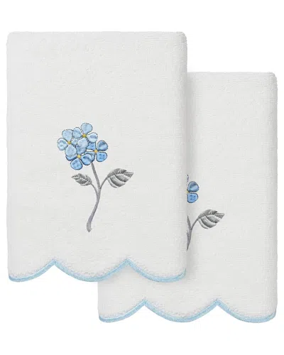 Linum Home Textiles 100% Turkish Cotton Hydea Scallop 2pc Embellished Hand  Towel Set In White