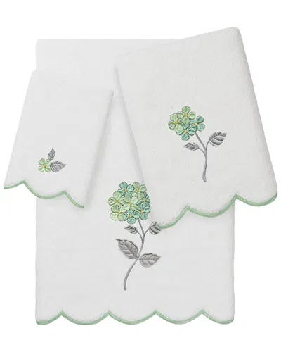 Linum Home Textiles 100% Turkish Cotton Hydea Scallop 3pc Embellished Towel  Set In Green