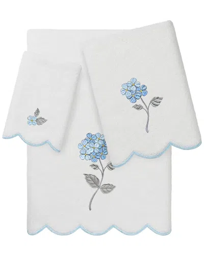 Linum Home Textiles 100% Turkish Cotton Hydea Scallop 3pc Embellished Towel  Set In White