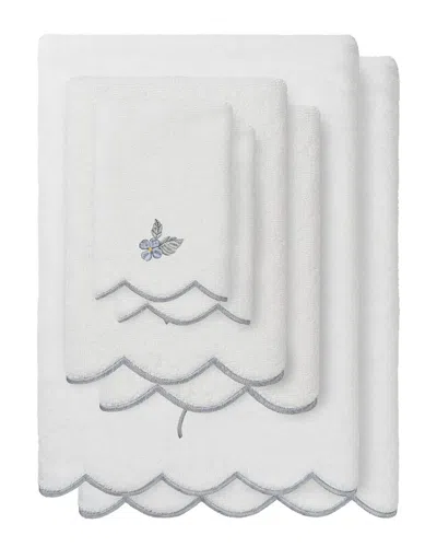 Linum Home Textiles 100% Turkish Cotton Hydea Scallop 6pc Embellished Towel  Set In White