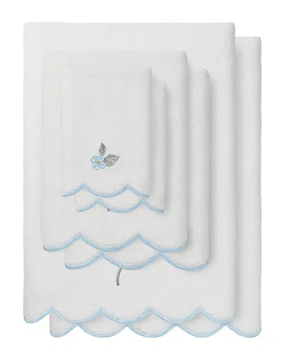 Linum Home Textiles 100% Turkish Cotton Hydea Scallop 6pc Embellished Towel  Set In White