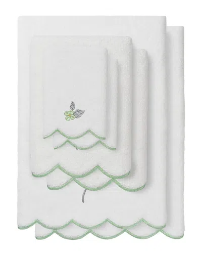Linum Home Textiles 100% Turkish Cotton Hydea Scallop 6pc Embellished Towel  Set In White