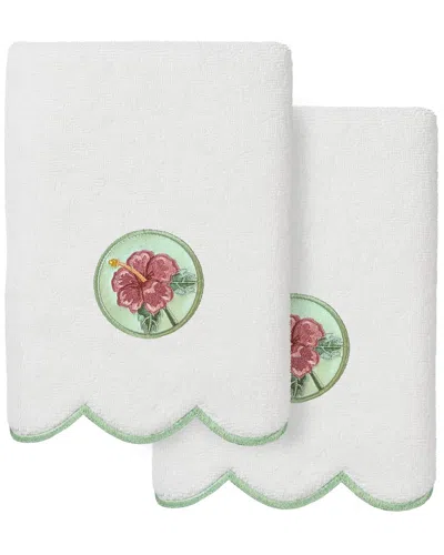 Linum Home Textiles 100% Turkish Cotton Maui Scallop 2pc Embellished Hand  Towel Set In Multi