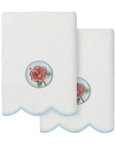 Linum Home Textiles 100% Turkish Cotton Maui Scallop 2pc Embellished Hand  Towel Set In Multi
