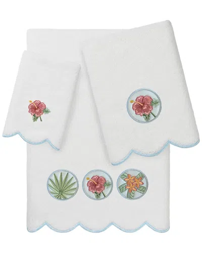 Linum Home Textiles 100% Turkish Cotton Maui Scallop 3pc Embellished Towel Set In Multi