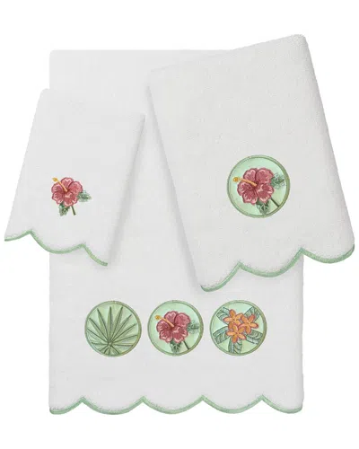 Linum Home Textiles 100% Turkish Cotton Maui Scallop 3pc Embellished Towel Set In Multi