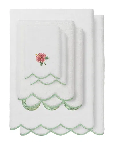 Linum Home Textiles 100% Turkish Cotton Maui Scallop 6pc Embellished Towel Set In Green