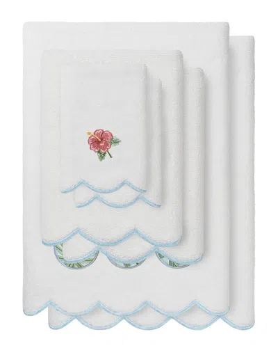 Linum Home Textiles 100% Turkish Cotton Maui Scallop 6pc Embellished Towel Set In Blue