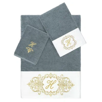 Linum Home Textiles 100% Turkish Cotton Monica 3pc Embellished Towel Set In Teal