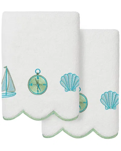 Linum Home Textiles 100% Turkish Cotton Sea Joy Scallop 2pc Embellished Hand  Towel Set In Gray