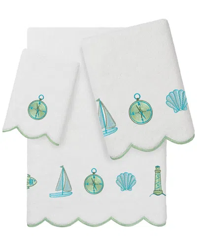 Linum Home Textiles 100% Turkish Cotton Sea Joy Scallop 3pc Embellished Towel  Set In Multi