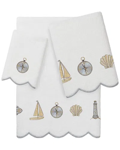 Linum Home Textiles 100% Turkish Cotton Sea Joy Scallop 3pc Embellished Towel  Set In Multi