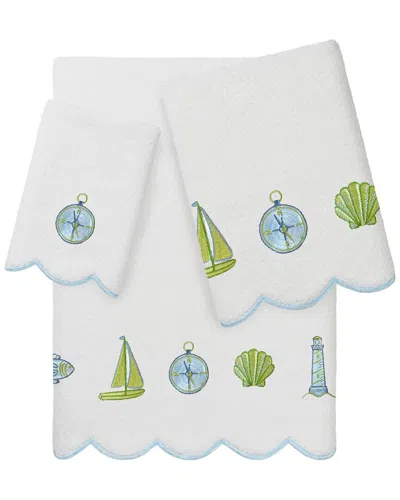 Linum Home Textiles 100% Turkish Cotton Sea Joy Scallop 3pc Embellished Towel  Set In Multi