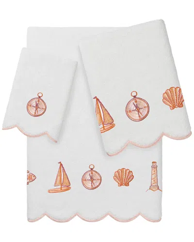 Linum Home Textiles 100% Turkish Cotton Sea Joy Scallop 3pc Embellished Towel  Set In Neutral