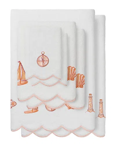 Linum Home Textiles 100% Turkish Cotton Sea Joy Scallop 6pc Embellished Towel  Set In Pink