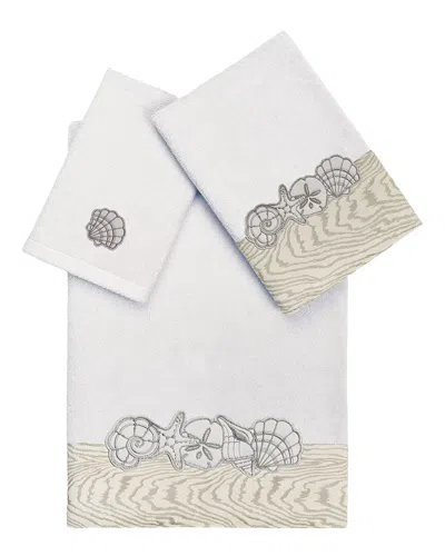 Linum Home Textiles 100% Turkish Cotton Shell Row 3pc Embellished Towel Set In Neutral