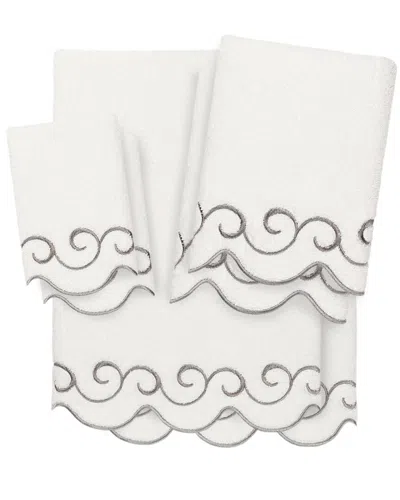 Linum Home Textiles 100% Turkish Cotton Simplicity Scallop 6pc Embellished  Towel Set In Neutral