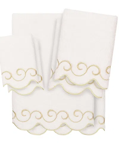 Linum Home Textiles 100% Turkish Cotton Simplicity Scallop 6pc Embellished  Towel Set In White