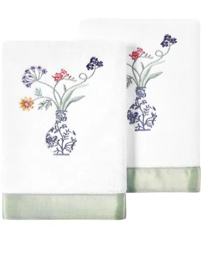 Linum Home Textiles 100% Turkish Cotton Stella 2pc Embellished Hand Towel Set In Multi