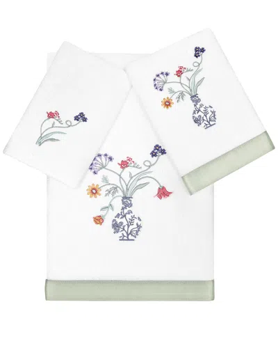 Linum Home Textiles 100% Turkish Cotton Stella 3pc Embellished Towel Set In Multi