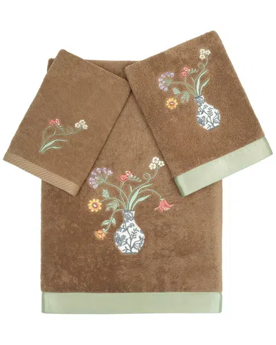 Linum Home Textiles 100% Turkish Cotton Stella 3pc Embellished Towel Set In Multi