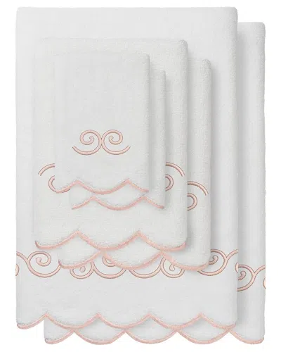 Linum Home Textiles 100% Turkish Cotton Symmetra Scallop 6pc Embellished Towel  Set In Neutral