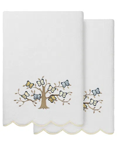 Linum Home Textiles 100% Turkish Cotton Teresa Scallop 2pc Embellished Bath  Towel Set In Multi