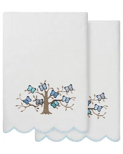 Linum Home Textiles 100% Turkish Cotton Teresa Scallop 2pc Embellished Bath  Towel Set In Multi