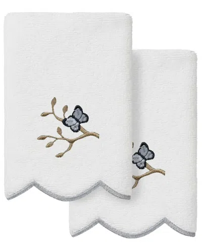 Linum Home Textiles 100% Turkish Cotton Teresa Scallop 2pc Embellished  Fingertip Towel Set In Multi